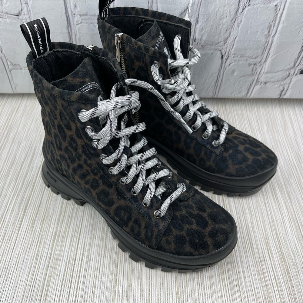 đť…şp448 Denise Animal Print Platform Sneaker Booties In Leopard Size 38 - Picture 2 of 15